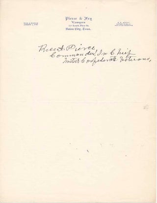 Item #42572 Signature and Title. Rice A. PIERCE