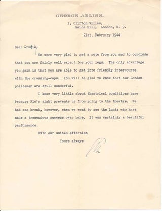 Item #42715 Typed Letter Signed. George ARLISS