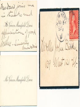 Item #43061 Autograph Note Signed. Vernon Mansfield DAVIS