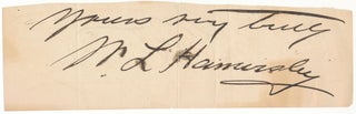 Item #43063 Signature and Salutation. William Livingston HAMERSLEY, ?-1894