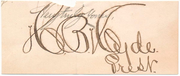 Item #43362 Signature. Henry Baldwin HYDE.