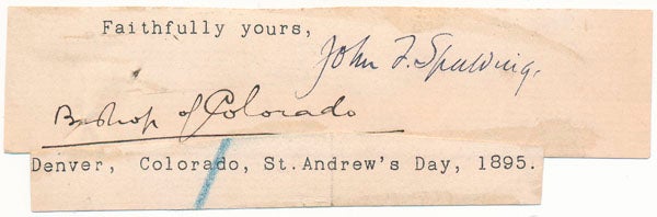 Item #43363 Signature. John F. SPALDING.