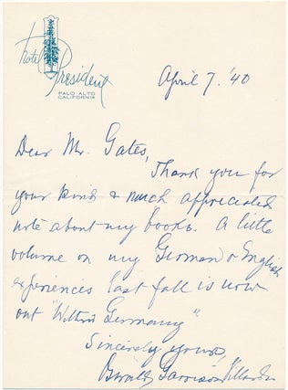 Item #43399 Autograph Note Signed. Oswald Garrison VILLARD