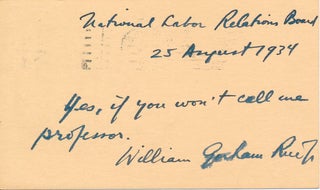 Item #43425 Autograph Note Signed. William Gorham RICE, Jr