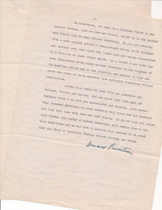 Item #43441 Typed Document Signed. Harold KNUTSON