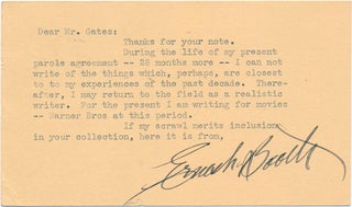 Item #43658 Typed Note Signed. Ernest BOOTH