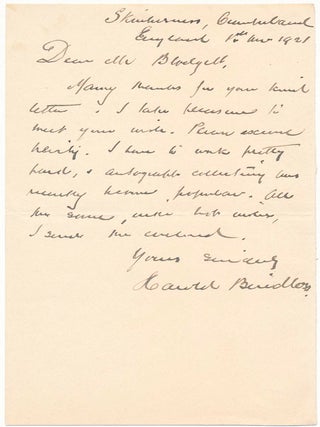 Item #43751 Autograph Note Signed. Harold BINDLOSS
