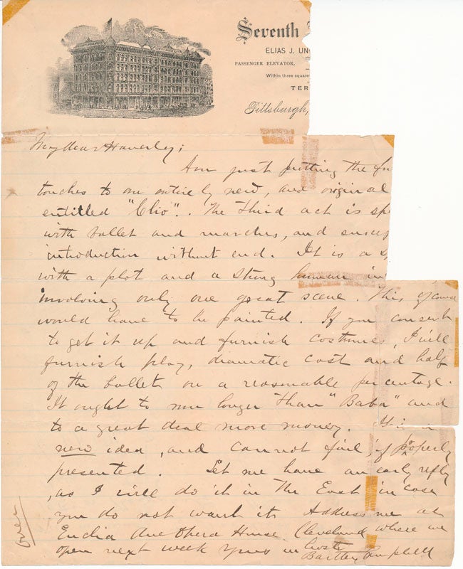 Item #43752 Autograph Letter Signed (partial). Bartley CAMPBELL.
