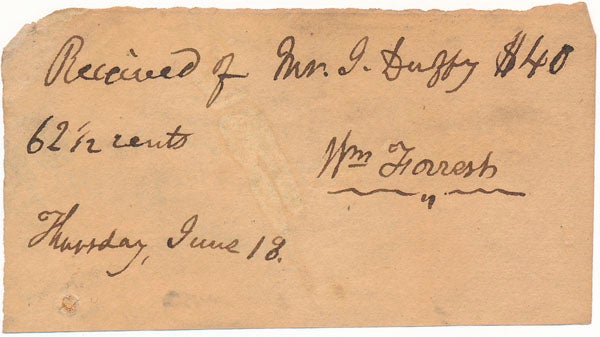 FORREST, William (1800-34) - Autograph Document Signed