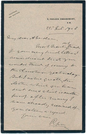 Item #44150 Autograph Letter Signed. George F. ROBINSON, 1st Marquess of Ripon