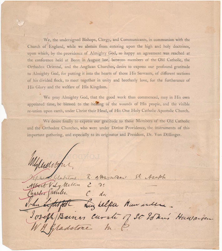 Item #44758 Printed Document Signed. William E. GLADSTONE.