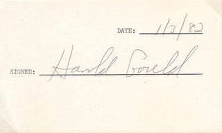 Item #44972 Signature. Harold GOULD