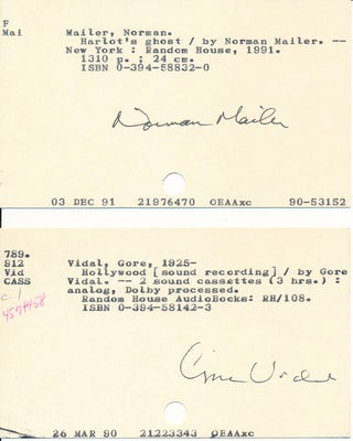 Item #45281 Pair of Documents Signed. Norman MAILER, Gore VIDAL