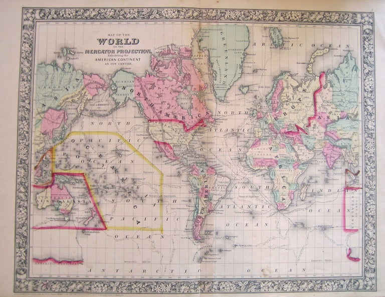 Item #45487 Map of the World on Mercator Projection, Exhibiting the American Continent as Its Centre. WORLD MAP.