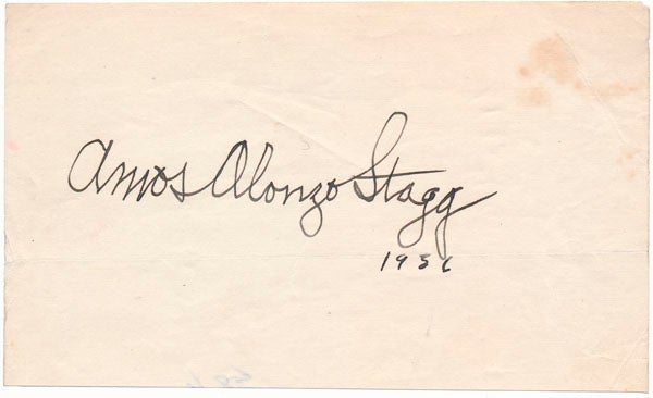 Item #45602 Signature. Amos Alonzo STAGG.