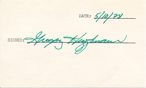Item #45797 Signature. Gregory HUFFMAN.