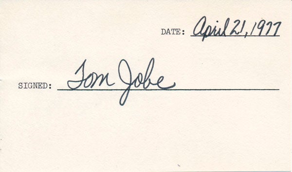 Item #45799 Signature. Tom JOBE.