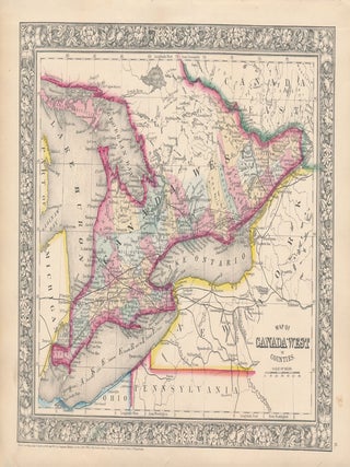 Item #45832 Map of Canada West in Counties. WESTERN CANADA -- Map