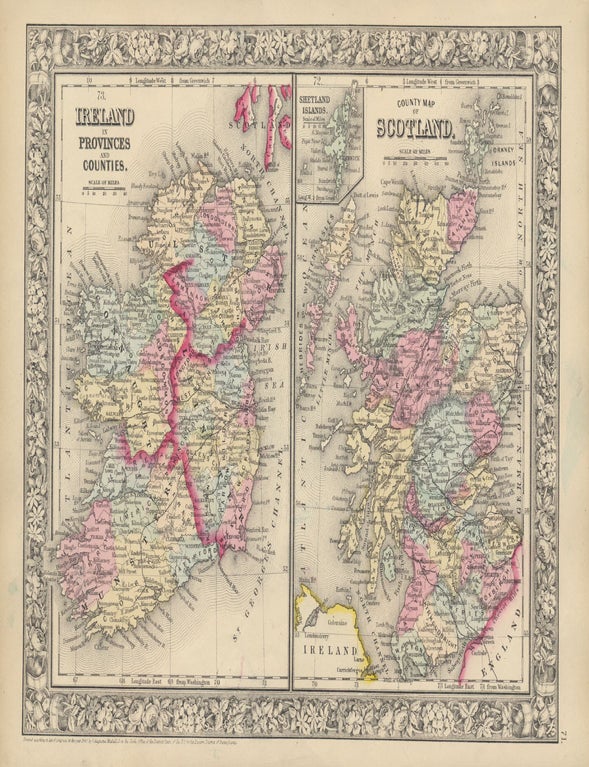 Item #45844 Ireland in Provinces and Counties. / County Map of Scotland. IRELAND -- SCOTLAND -- Map.