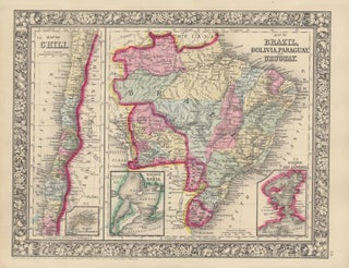 Item #45847 Map of Chili/ Map of Brazil, Bolivia, Paraguay, and Uruguay. SOUTH AMERICA -- Map