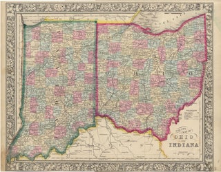 Item #45850 County Map of Ohio and Indiana. OHIO -- INDIANA -- Map