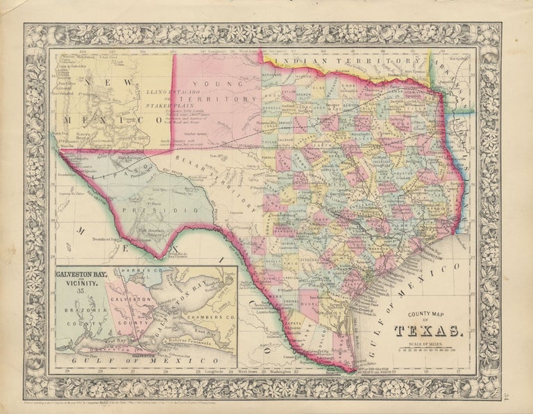 Item #45851 County Map of Texas. TEXAS -- Map.