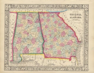 Item #45852 County Map of Georgia and Alabama. GEORGIA -- ALABAMA -- Map