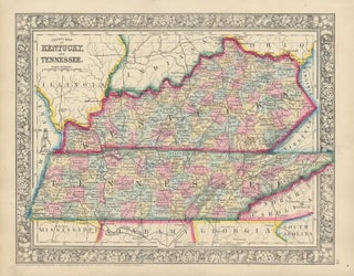 Item #45853 County Map of Kentucky, and Tennessee. KENTUCKY -- TENNESSEE -- Map
