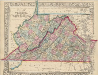 Item #45854 County Map of Virginia and West Virginia. VIRGINIA -- WEST VIRGINIA -- Map