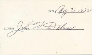 Item #45893 Signature. John W. DELMAR