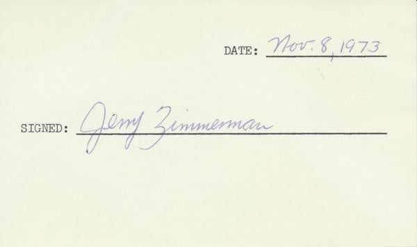 Item #45925 Signature. Jerry ZIMMERMAN.
