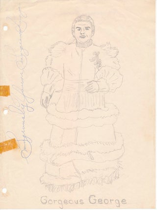 Item #45944 Original Drawing Signed. GORGEOUS GEORGE, George Raymond Wagner