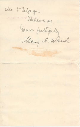 Item #46297 Letter Signed. Mary A. WARD, Mrs. Humphry