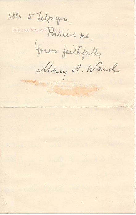 Item #46297 Letter Signed. Mary A. WARD, Mrs. Humphry.