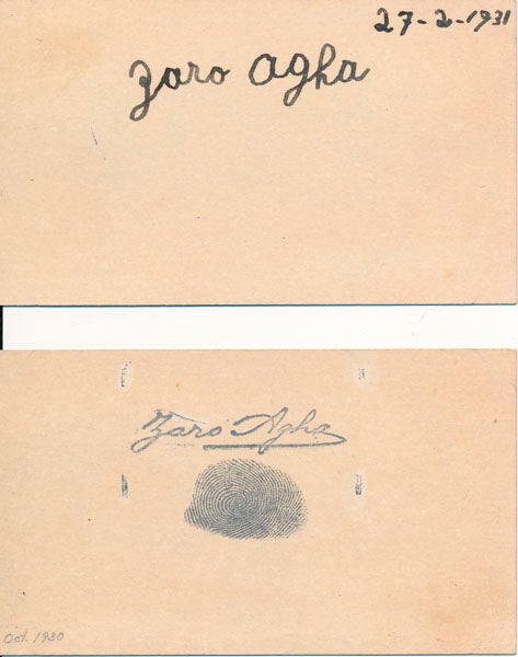 AGHA, Zaro (1774 or 76 or 77?-1934) - Signature