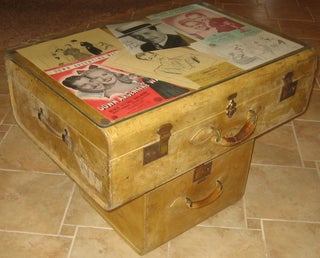 Item #46544 Don Ameche Two-Piece Leather Luggage Coffee Table. Don AMECHE
