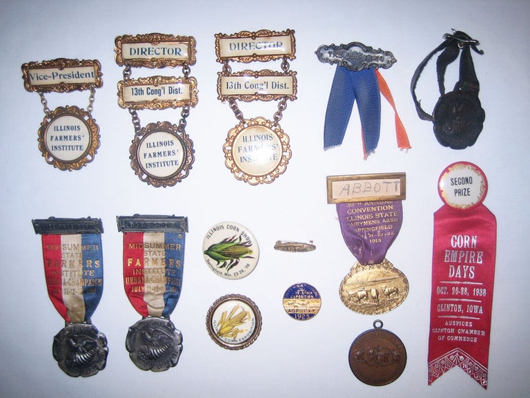 Item #46552 Collection of 14 Agricultural Medallions and Ribbons. ILLINOIS FARMERS' INSTITUTE.