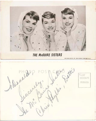 Item #46688 Inscribed Photograph Signed. MCGUIRE SISTERS, Phyllis McGUIRE
