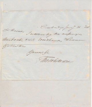 Item #46721 Autograph Note Signed. Thomas WHITTEMORE