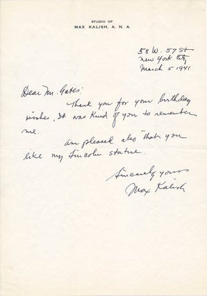 Item #46765 Autograph Letter Signed. KALISH. Max