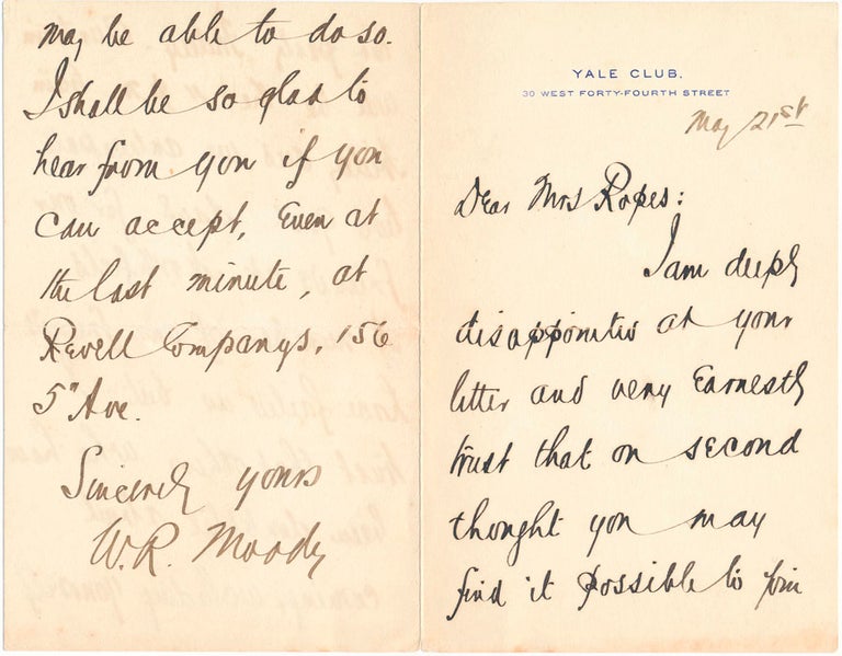 Item #46850 Autograph Letter Signed. William R. MOODY.