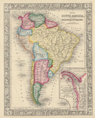 Item #46867 Map of South America, Showing Its Political Divisions. SOUTH AMERICA -- Map