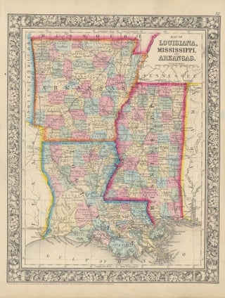 Item #46890 Map of Louisiana, Mississippi, and Arkansas. LOUISIANA -- MISSISSIPPI -- ARKANSAS -- Map