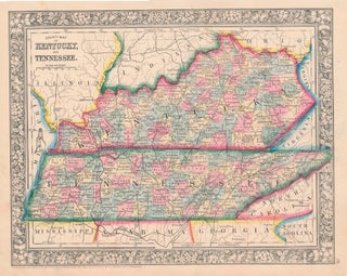 Item #46971 County Map of Kentucky, and Tennessee. KENTUCKY -- TENNESSEE -- Map