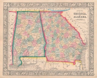 Item #46972 County Map of Georgia and Alabama. GEORGIA -- ALABAMA -- Map