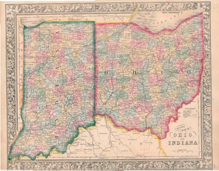 Item #46974 County Map of Ohio and Indiana. OHIO -- INDIANA -- Map