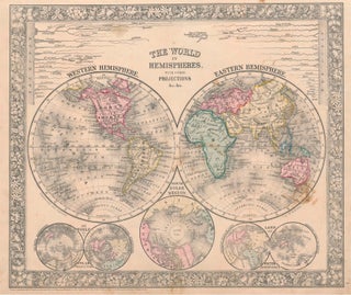 Item #46975 The World in Hemispheres. With Other Projections &c. &c. WORLD MAP