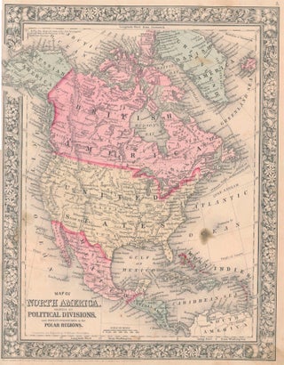 Item #47009 Map of North America Showing Its Political Divisions, and Recent Discoveries in the...