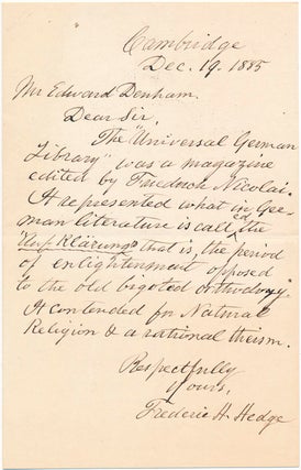 Item #47124 Autograph Letter Signed. Frederic H. HEDGE
