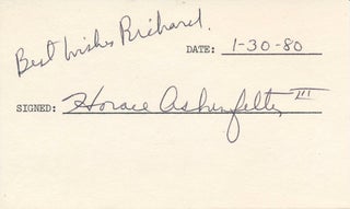 Item #47284 Signature and Inscription. Horace ASHENFELTER